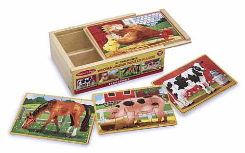 Ensemble de 4 casse-t�te en bois- Animaux de la ferme