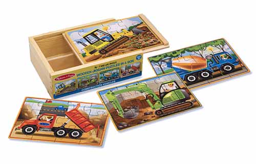 Ensemble de 4 casse-t�te en bois- Th�me la Construction