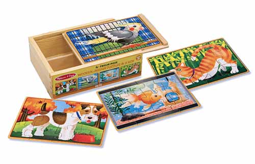 Set of 4 wooden puzzles - Pets