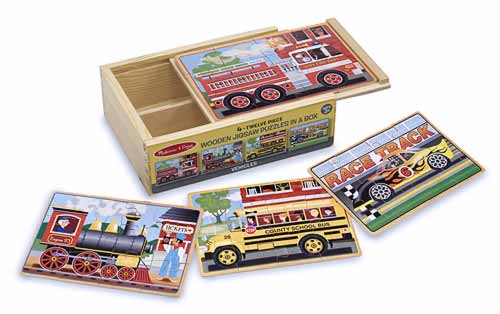 Set of 4 wooden puzzles - Vehicles