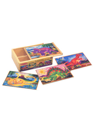 Ensemble de 4 casse-t�te en bois- Th�me les dinosaures