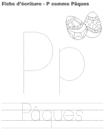 Fiche d'écriture - P comme Pâques Fiche d'écriture - P comme Pâques