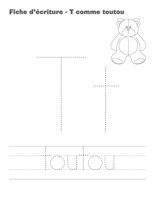 Fiches d&rsquo;&eacute;criture-T comme toutou