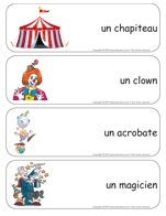 Étiquettes-mots géants - Le cirque Ouvrir étiquettes-mots géants-Le cirque