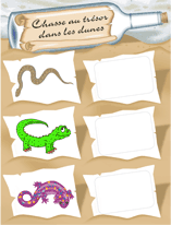 Jeu chasse aux tr&eacute;sors dans les dunes