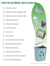 Ouvrir liste mat&eacute;riel recyclable