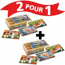 Set of 4 wooden puzzles - Pets + 1 FREE