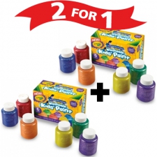 6  Washable Paint Jars - Glitter Colours + 1 FREE