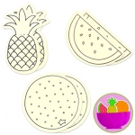 Fun wooden shapes-2 pineapples, 2 watermelons, 2 oranges