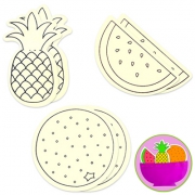Fun wooden shapes-2 pineapples, 2 watermelons, 2 oranges