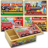 Set of 4 wooden puzzles - Vehicles