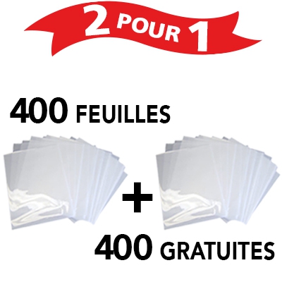 400 Feuilles pour plastifieuse + 400 feuille gratuites