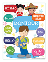 Affiche bonjour en plusieurs langues