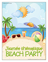Affiche thématique-Journée thématique-Beach party Affiche thématique-Journée thématique-Beach party