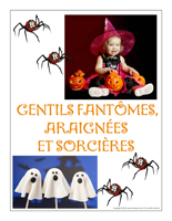 Affiche thématique poupon-Gentils fantômes araignées et sorcières Affiche thématique poupon-Gentils fantômes araignées et sorcières