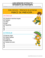 Aide memoire interactif-Vetements de printemps