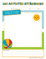 Cahier souvenir-Activites exterieures