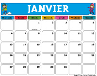 Calendrier-Janvier à décembre-2019