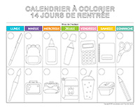 Calendrier à colorier-14 jours de rentrée