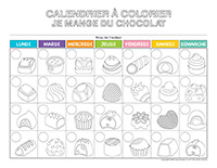 Calendrier à colorier-Je mange du chocolat