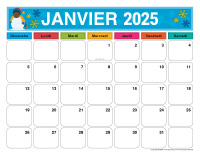 Calendriers janvier à décembre-2025