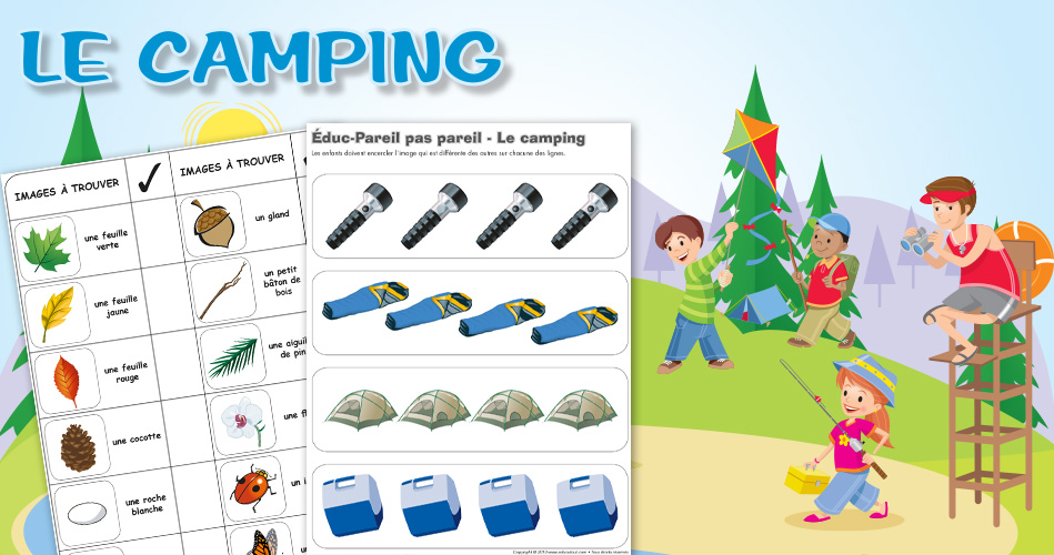 Le camping, activités pour enfants.