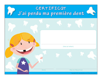 Certificat-J’ai perdu ma première dent Certificat-J’ai perdu ma première dent