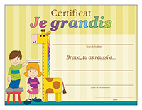 Certificat interactif-Je grandis