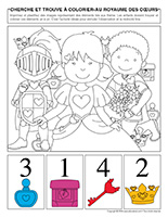 Cherche et trouve à colorier-Au royaume des cœurs