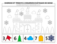 Cherche et trouve à colorier-Châteaux de neige