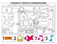 Cherche et trouve à colorier-Danse