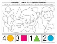 Cherche et trouve à colorier-Dauphins