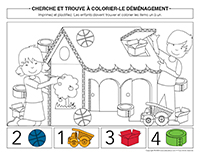 Cherche et trouve à colorier-Déménagement