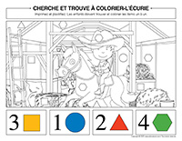 Cherche et trouve a colorier-Ecurie