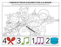 Cherche et trouve à colorier-Éveil àla musique