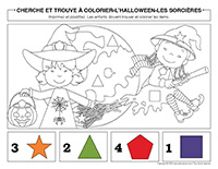 Cherche et trouve à colorier-Halloween-Sorcières