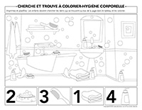 Cherche et trouve à colorier-Hygiène corporelle