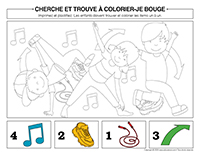 Cherche et trouve a colorier-Je bouge