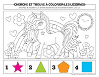 Cherche et trouve a colorier-Licornes