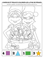 Cherche et trouve a colorier-Lutins de Paques