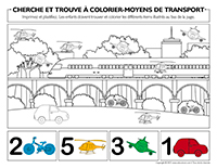 Cherche et trouve à colorier-Moyens de transport