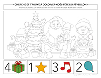 Cherche et trouve à colorier-Noël-Fête du réveillon