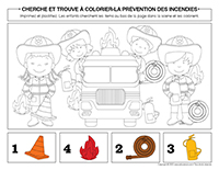 Cherche et trouve à colorier-Prévention des incendies