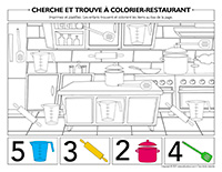 Cherche et trouve à colorier-Restaurant