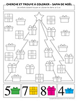 Cherche et trouve à colorier-Sapin de Noël