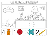 Cherche et trouve à colorier-Vétérinaires