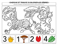 Cherche et trouve a colorier-Zebres
