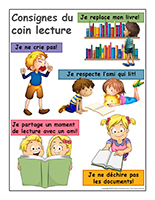 Consigne pour le coin lecture