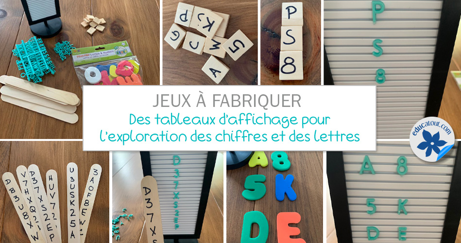 Des tableaux daffichage pour lexploration des chiffres et des lettres