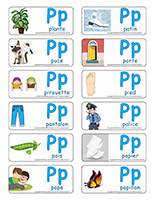 Étiquettes-mots-Lettre P jeux décoration activité
